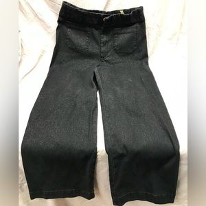 Rare Anthropology Maeve Colette Cropped Wide-leg pant Black SPARKLES ✨ 31T Tall